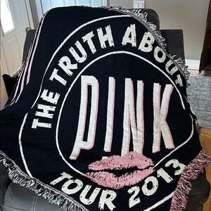 Pink Tour 2013 Black Throw Blanket
